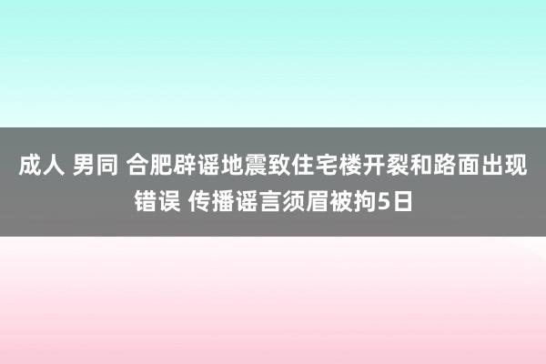 成人 男同 合肥辟谣地震致住宅楼开裂和路面出现错误 传播谣言须眉被拘5日