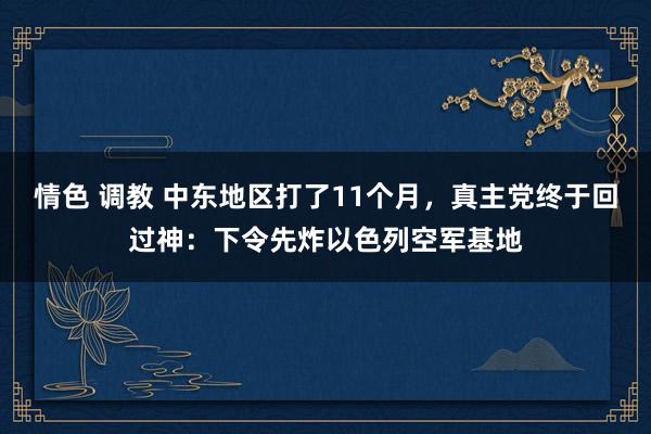 情色 调教 中东地区打了11个月，真主党终于回过神：下令先炸以色列空军基地