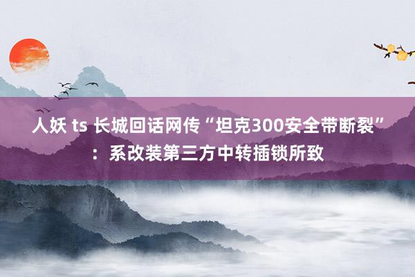 人妖 ts 长城回话网传“坦克300安全带断裂”：系改装第三方中转插锁所致