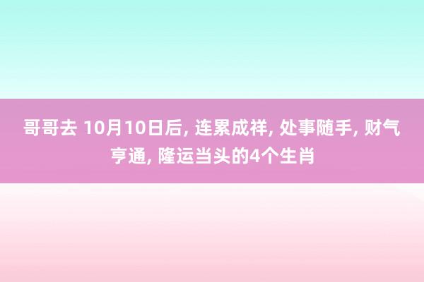 哥哥去 10月10日后， 连累成祥， 处事随手， 财气亨通， 隆运当头的4个生肖