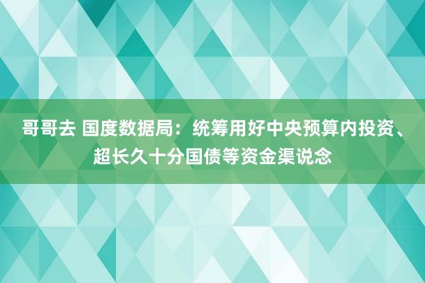 哥哥去 国度数据局：统筹用好中央预算内投资、超长久十分国债等资金渠说念