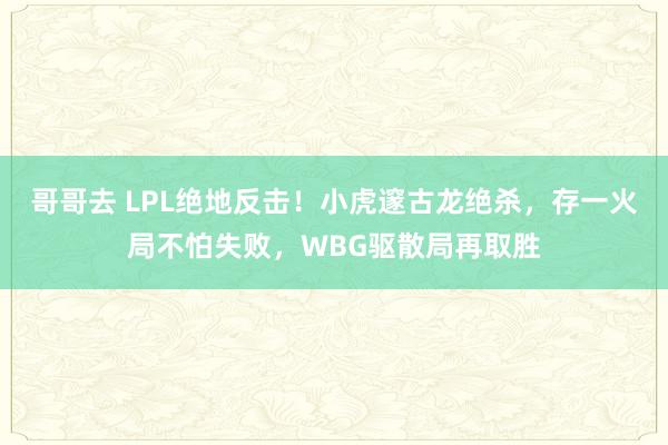 哥哥去 LPL绝地反击！小虎邃古龙绝杀，存一火局不怕失败，WBG驱散局再取胜