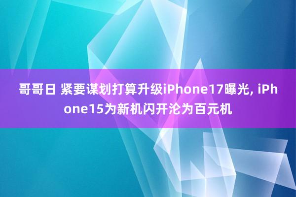 哥哥日 紧要谋划打算升级iPhone17曝光， iPhone15为新机闪开沦为百元机