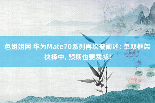 色姐姐网 华为Mate70系列再次被阐述: 单双框架抉择中， 预期也要裁减!