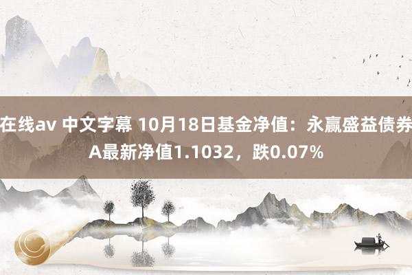 在线av 中文字幕 10月18日基金净值：永赢盛益债券A最新净值1.1032，跌0.07%