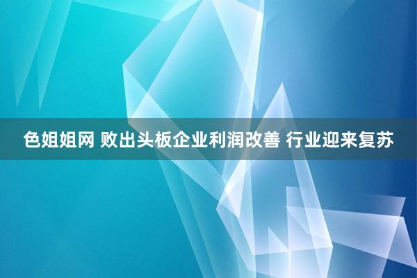 色姐姐网 败出头板企业利润改善 行业迎来复苏