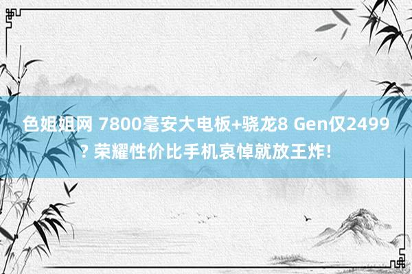 色姐姐网 7800毫安大电板+骁龙8 Gen仅2499? 荣耀性价比手机哀悼就放王炸!