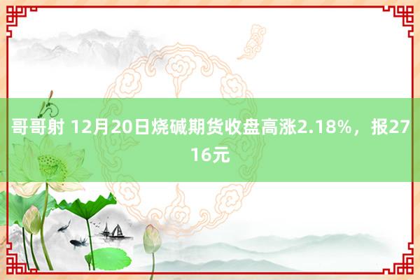 哥哥射 12月20日烧碱期货收盘高涨2.18%，报2716元