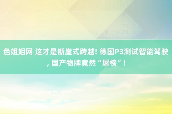 色姐姐网 这才是断崖式跨越! 德国P3测试智能驾驶， 国产物牌竟然“屠榜”!