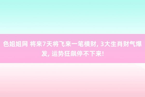 色姐姐网 将来7天将飞来一笔横财， 3大生肖财气爆发， 运势狂飙停不下来!