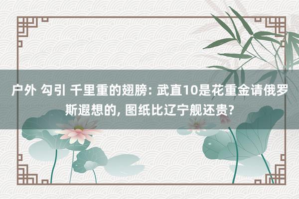 户外 勾引 千里重的翅膀: 武直10是花重金请俄罗斯遐想的， 图纸比辽宁舰还贵?