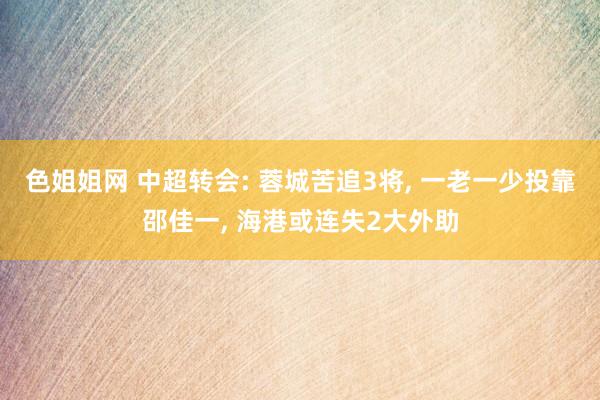 色姐姐网 中超转会: 蓉城苦追3将， 一老一少投靠邵佳一， 海港或连失2大外助