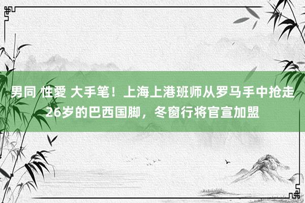 男同 性愛 大手笔！上海上港班师从罗马手中抢走26岁的巴西国脚，冬窗行将官宣加盟