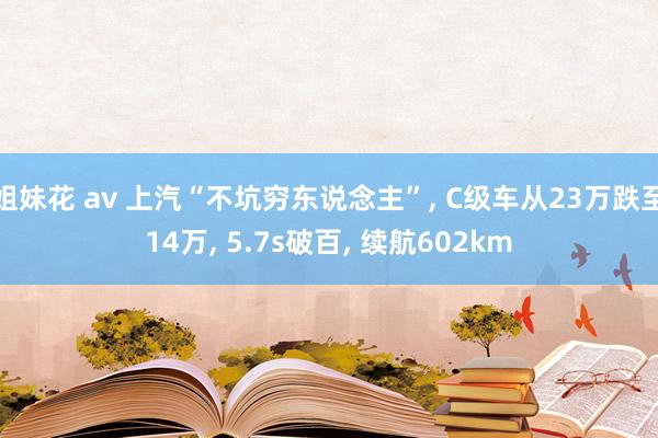 姐妹花 av 上汽“不坑穷东说念主”， C级车从23万跌至14万， 5.7s破百， 续航602km