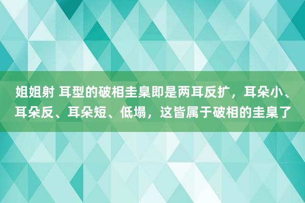 姐姐射 耳型的破相圭臬即是两耳反扩，耳朵小、耳朵反、耳朵短、低塌，这皆属于破相的圭臬了