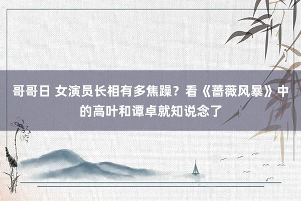 哥哥日 女演员长相有多焦躁？看《蔷薇风暴》中的高叶和谭卓就知说念了