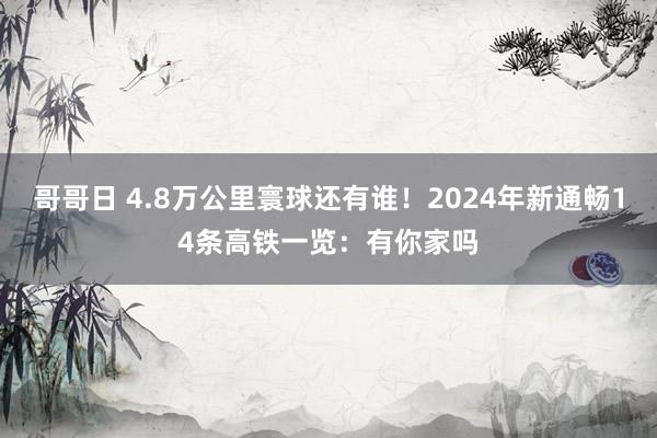 哥哥日 4.8万公里寰球还有谁！2024年新通畅14条高铁一览：有你家吗