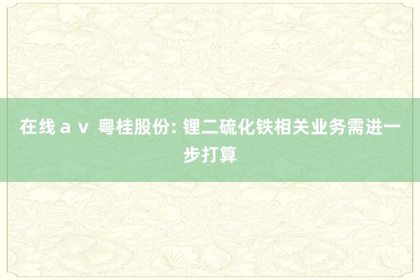 在线ａｖ 粤桂股份: 锂二硫化铁相关业务需进一步打算