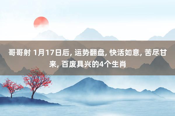 哥哥射 1月17日后， 运势翻盘， 快活如意， 苦尽甘来， 百废具兴的4个生肖