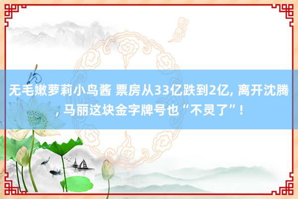 无毛嫩萝莉小鸟酱 票房从33亿跌到2亿, 离开沈腾, 马丽这块金字牌号也“不灵了”!